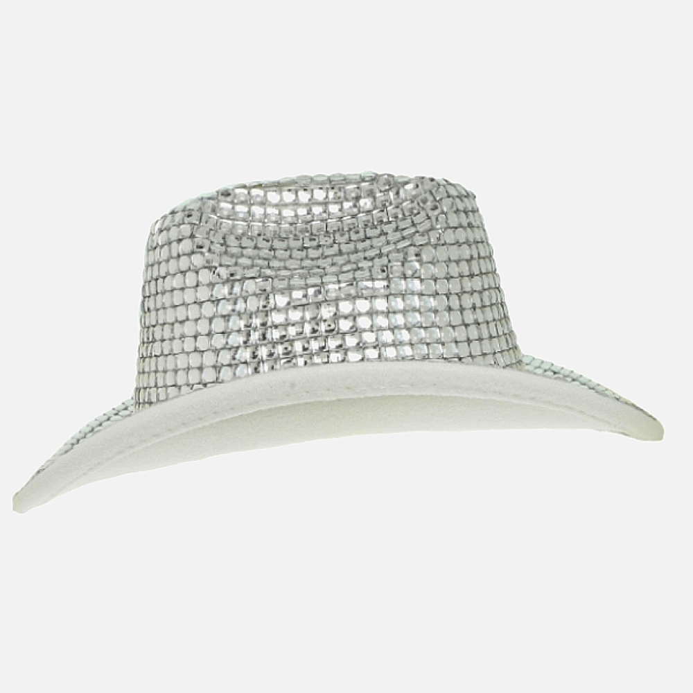 Beloved Millinery Western Elegance Rhinestone Bling Cowboy Hat White Silver - Picture 4 of 10